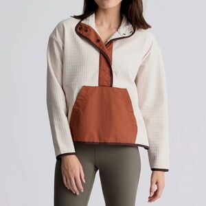 NWT Free Fly Women's Gridback Fleece Snap Pullover, Stone, Medium